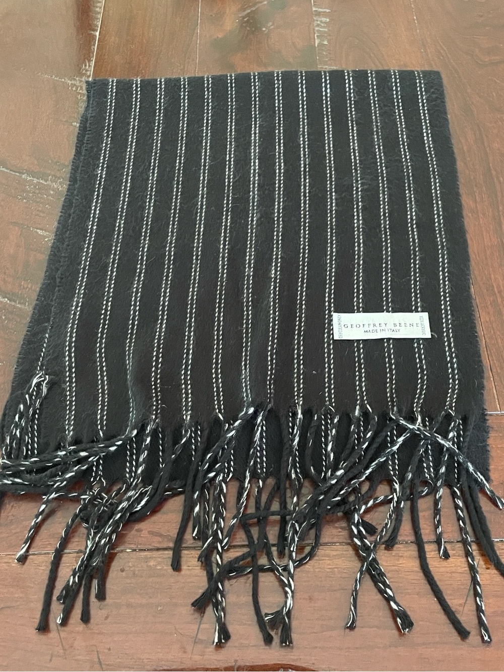 Geoffrey Beene Black and White Striped Scarf